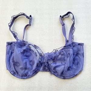 Panache Purple Balconette Underwire Embroidered Bra Size 32G